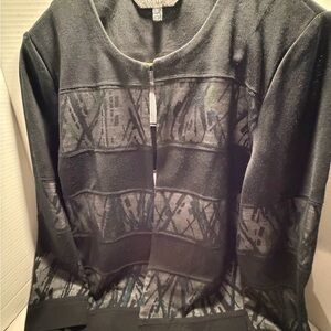 Ming Wang Black and Gray Knit Cardigan